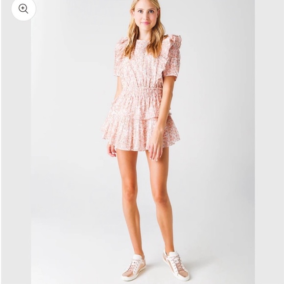 LOVESHACKFANCY Natasha Dress Vanilla Foam Ditsy Floral Print Size XS Cotton - Picture 4 of 16